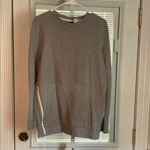 Adidas Zipper Split Hem Pullover Sweatshirt Sz Medium Heathered Light Grey